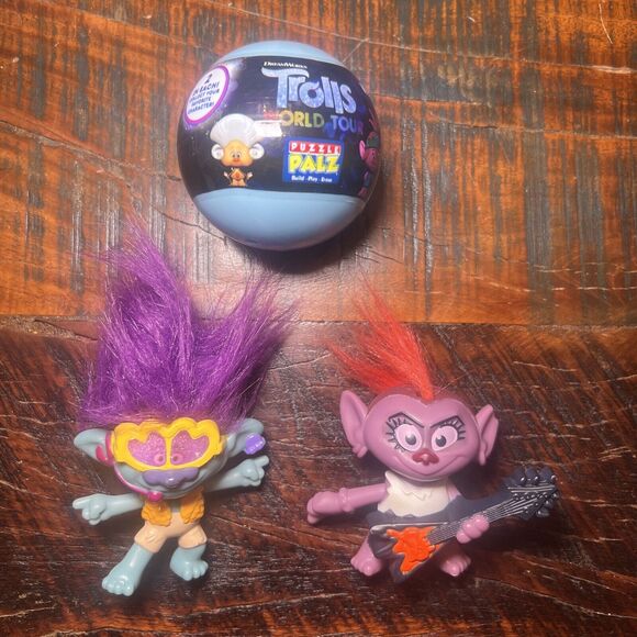 DREAMWORKS TROLLS WORLD TOUR PUZZLE PALZ 3D ERASER CAPSULE MCDONALDS FIGURES - Picture 1 of 9